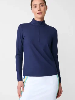 J.McLaughlin Ace 1/4 Zip Top Navy Discount