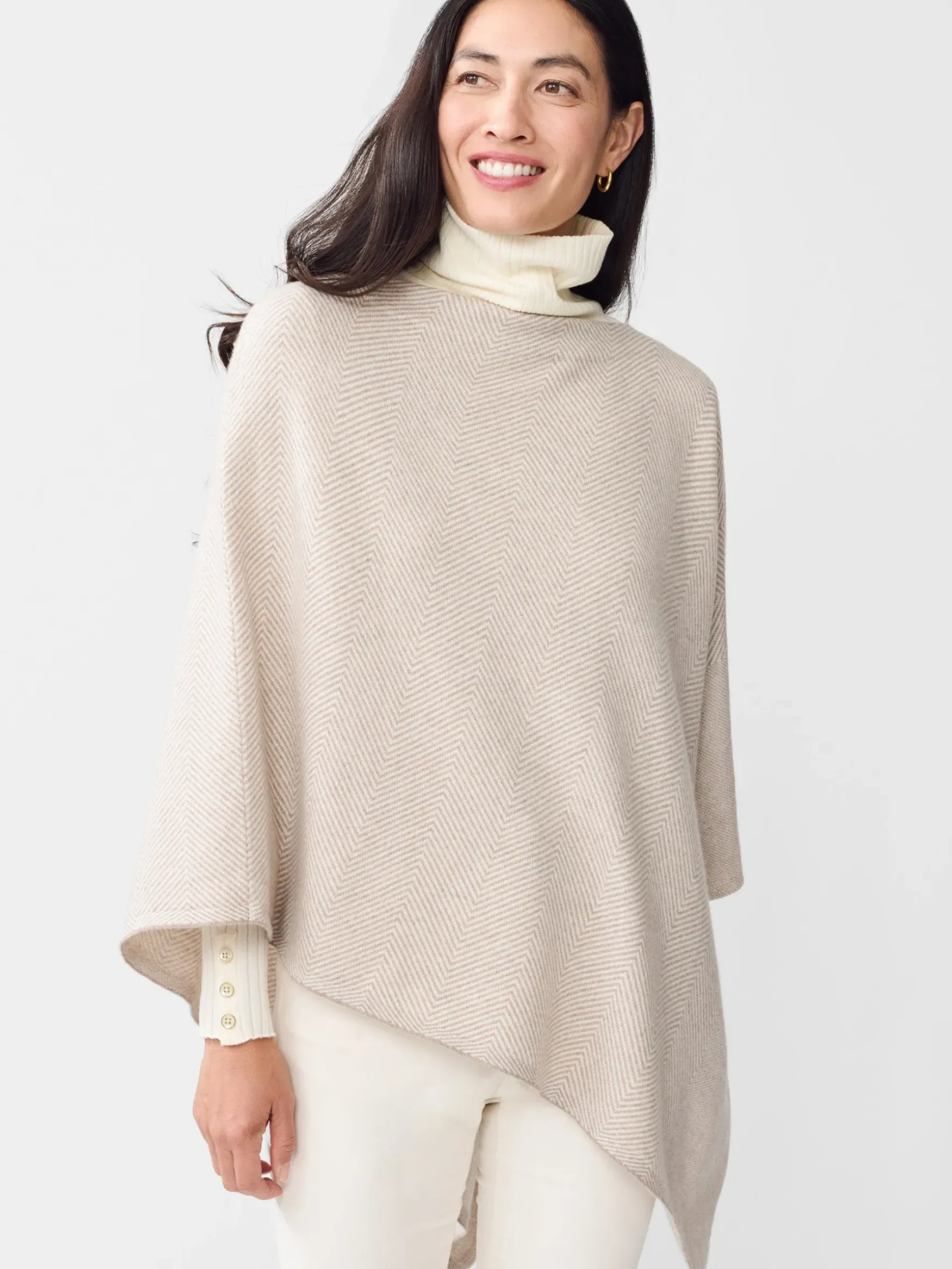 J.McLaughlin Aerinn Wool u0026 Cashmere Poncho Camel/Ivory Online