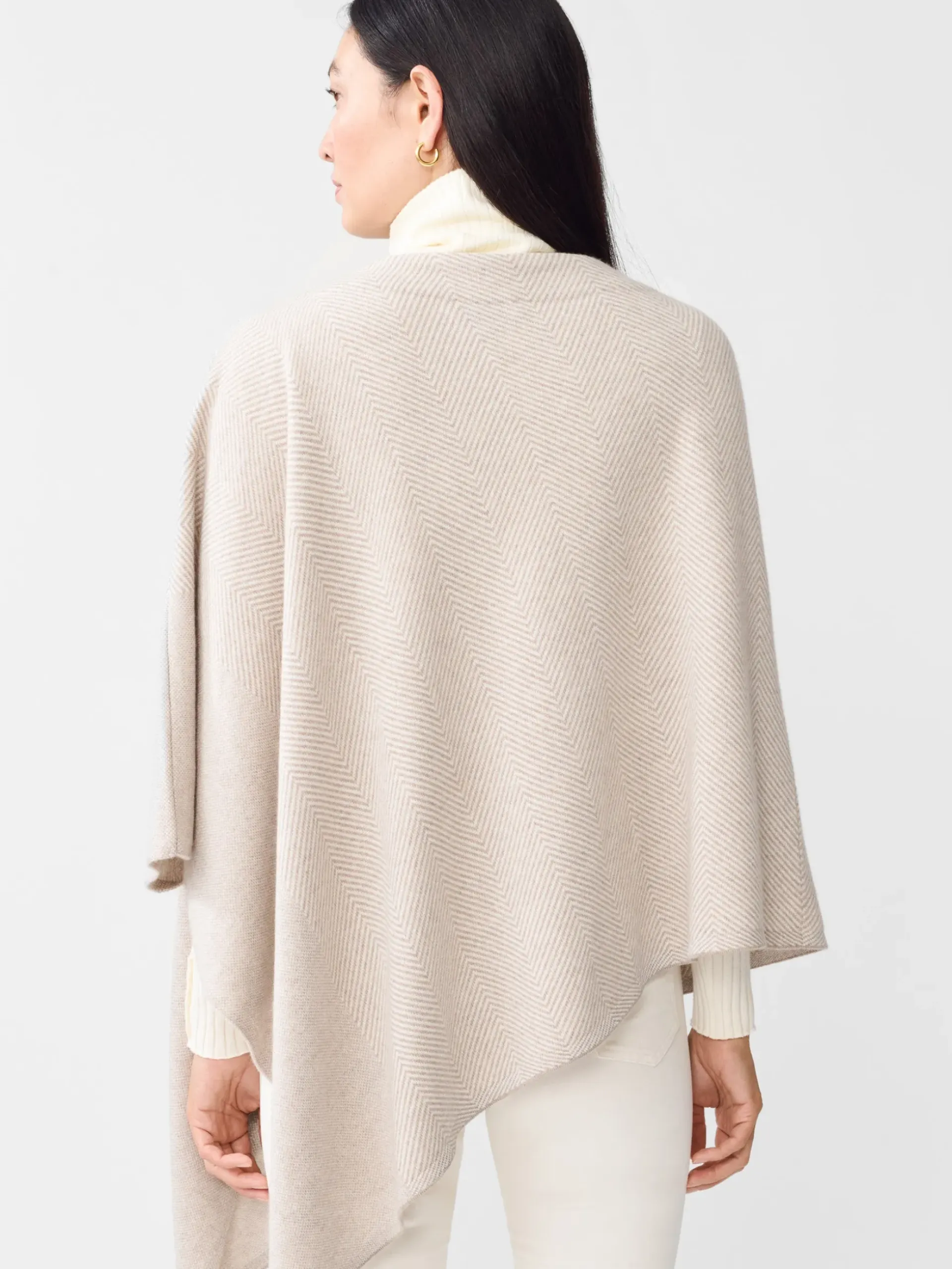 J.McLaughlin Aerinn Wool u0026 Cashmere Poncho Camel/Ivory Online