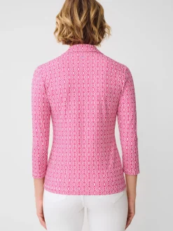 J.McLaughlin Aida 3/4 Sleeve Top in Riptide Pink/White Outlet