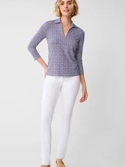 J.McLaughlin Aida 3/4 Sleeve Top in Riptide Navy/White Hot