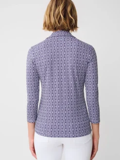 J.McLaughlin Aida 3/4 Sleeve Top in Riptide Navy/White Hot