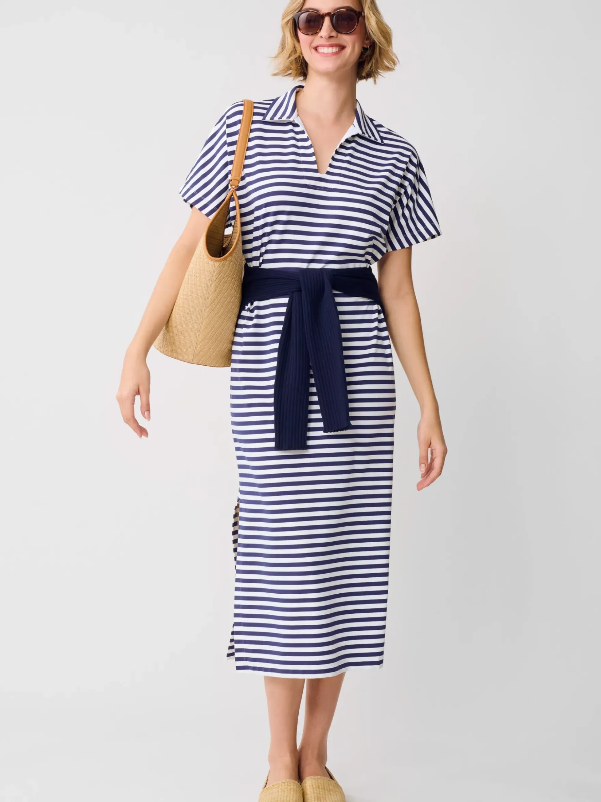 J.McLaughlin Alder Maxi Dress in Bangle Stripe White/LightNavy Discount