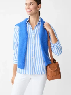 J.McLaughlin Alexis Shirt in Stripe Blue/White Fashion