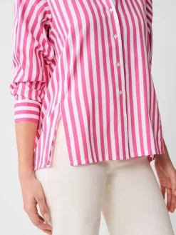 J.McLaughlin Alexis Shirt in Stripe Fuchsia/White Discount