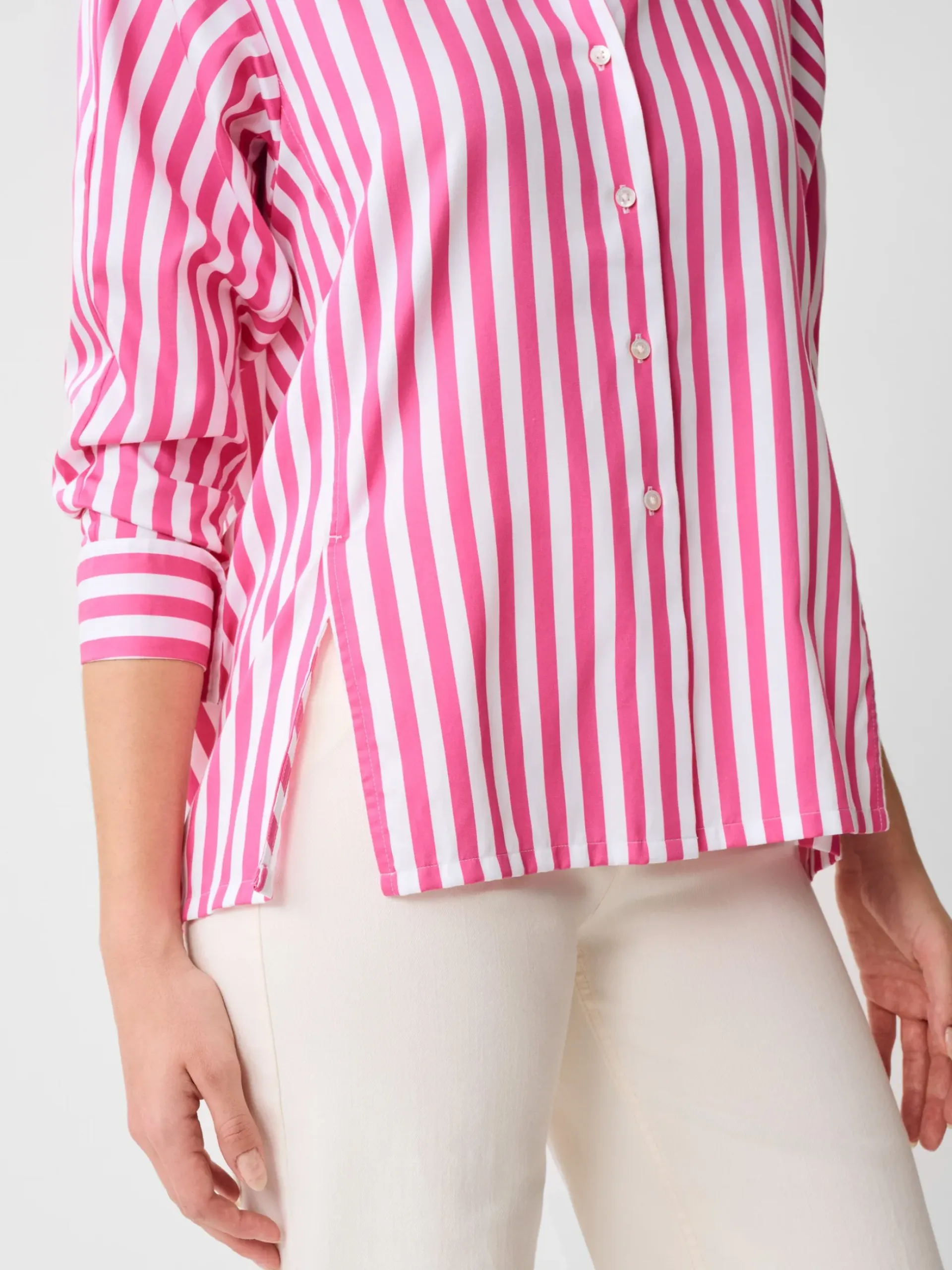 J.McLaughlin Alexis Shirt in Stripe Fuchsia/White Discount
