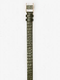 J.McLaughlin Allegra Leather Belt in Croc Olive Sale