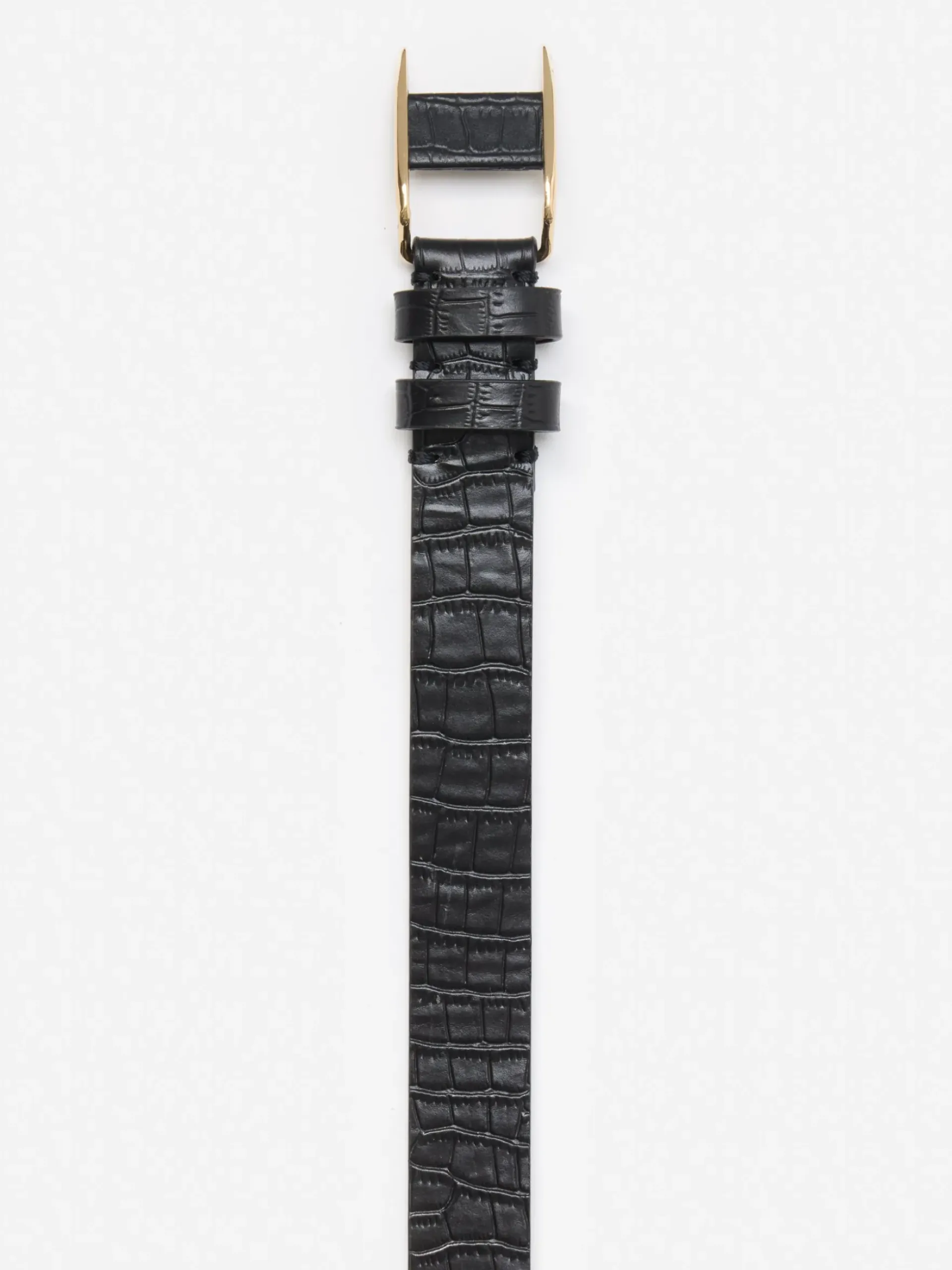 J.McLaughlin Allegra Leather Belt in Croc Black Sale