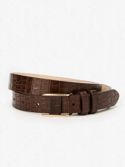 J.McLaughlin Allegra Leather Belt in Croc Chocolate Online
