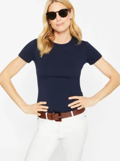 J.McLaughlin Allie Cap Sleeve Tee Navy Clearance