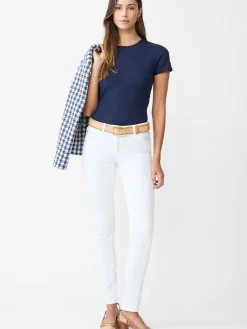 J.McLaughlin Allie Cap Sleeve Tee in Riptide Jacquard Navy Best