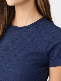 J.McLaughlin Allie Cap Sleeve Tee in Riptide Jacquard Navy Best
