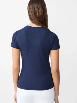 J.McLaughlin Allie Cap Sleeve Tee in Riptide Jacquard Navy Best