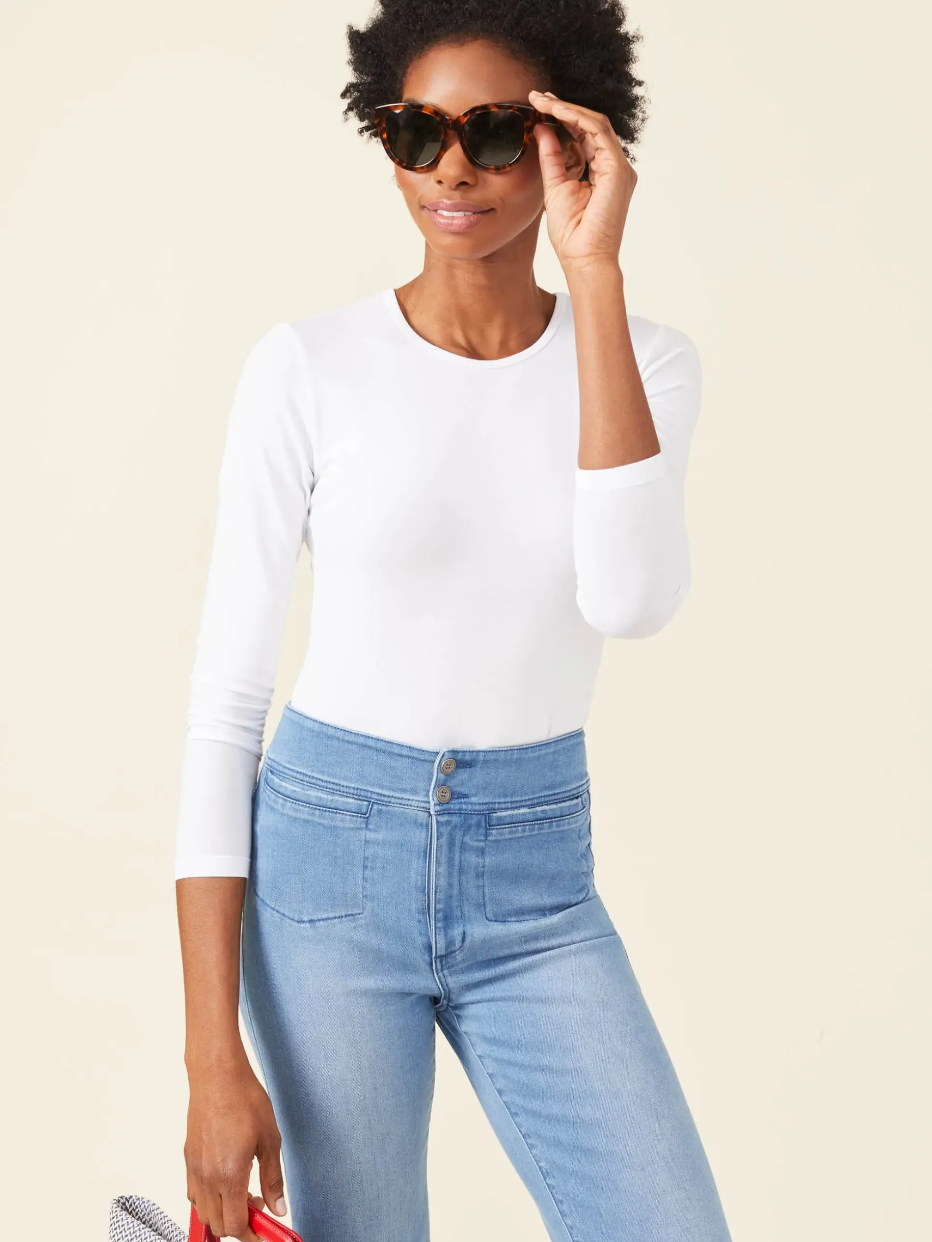 J.McLaughlin Allie Long Sleeve Tee White Outlet