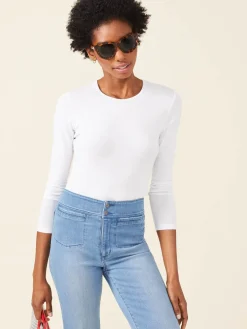 J.McLaughlin Allie Long Sleeve Tee White Outlet