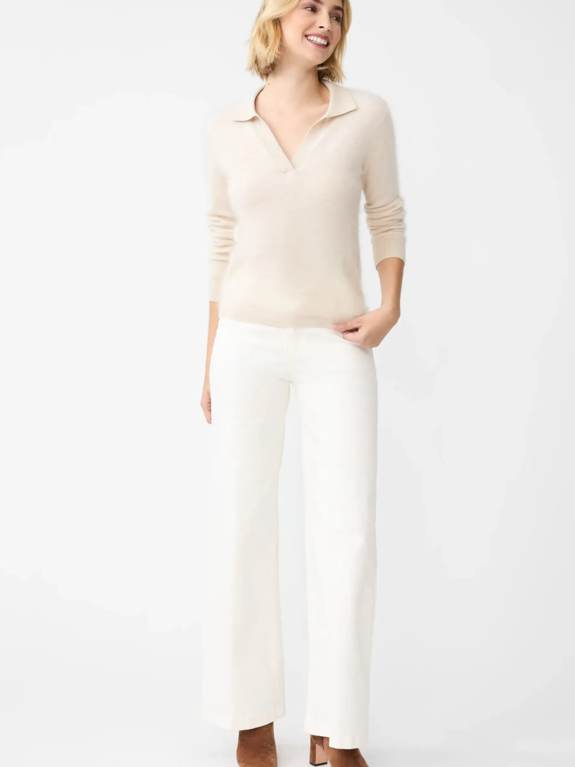J.McLaughlin Alyce Brushed Cashmere Sweater LightOatmeal Fashion