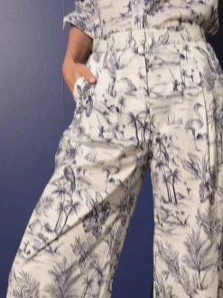 J.McLaughlin Amal Pants in Heron Toile White/Navy Best