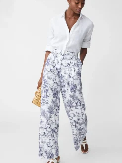 J.McLaughlin Amal Pants in Heron Toile White/Navy Best