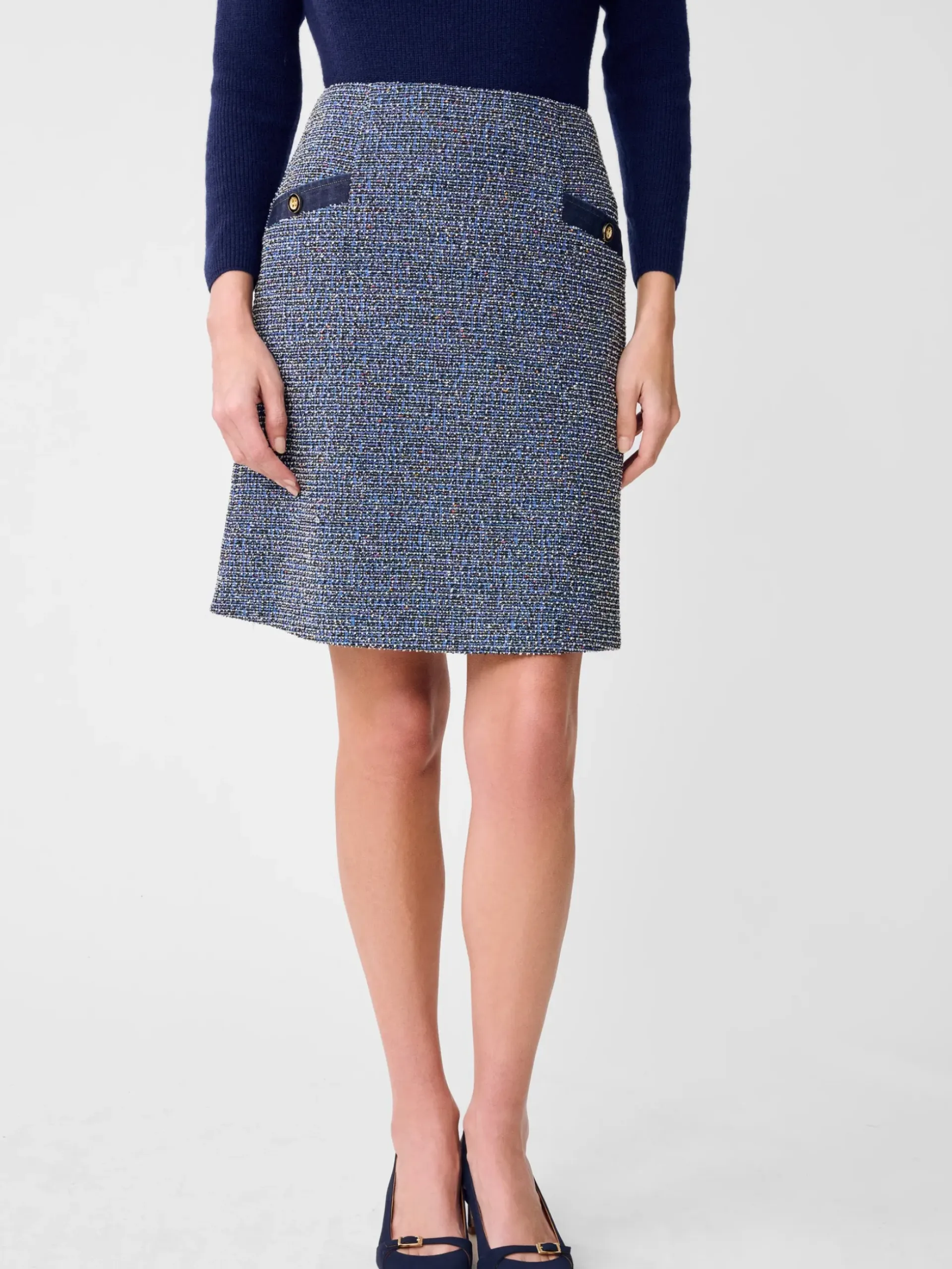 J.McLaughlin Analee Tweed Skirt Blue Outlet