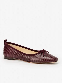 J.McLaughlin Anastasia Leather Flats in Lizard Malbec Clearance