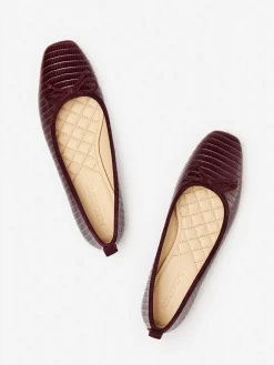 J.McLaughlin Anastasia Leather Flats in Lizard Malbec Clearance