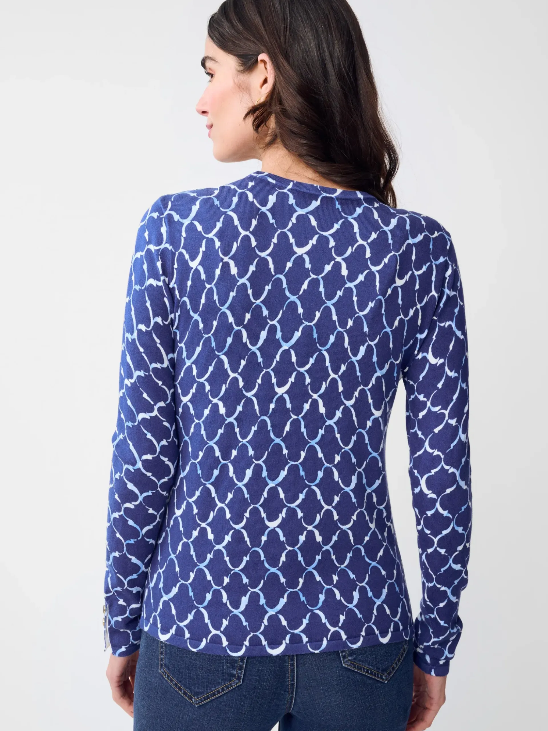 J.McLaughlin Anilee Sweater in Mega Palm Spring Navy/Chambray Best