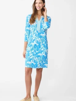 J.McLaughlin Augusta Dress in Field Bloom Posy White/Blue/Lime Discount