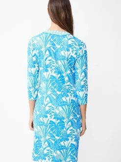 J.McLaughlin Augusta Dress in Field Bloom Posy White/Blue/Lime Discount