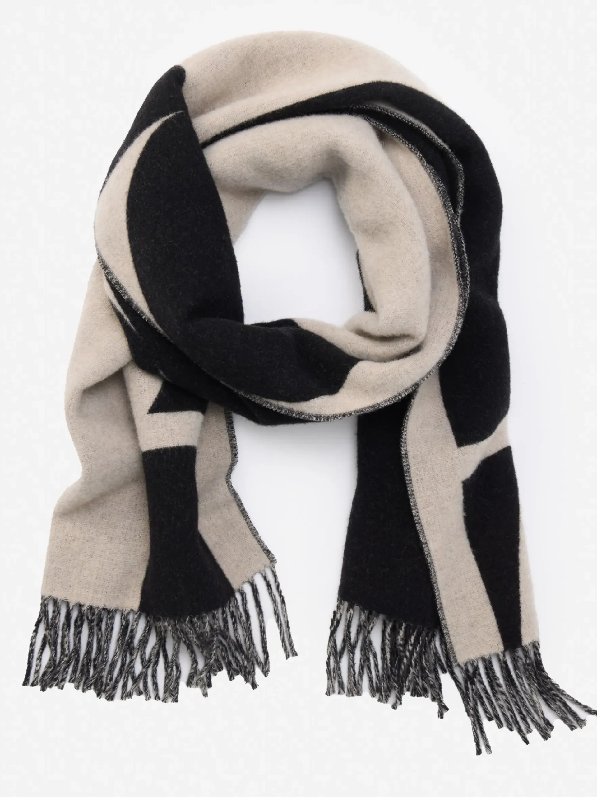 J.McLaughlin Barrow Scarf Black/OffWhite Discount