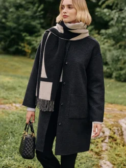 J.McLaughlin Barrow Scarf Black/OffWhite Discount