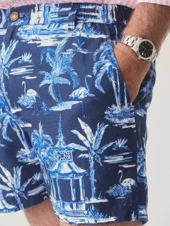 J.McLaughlin Bay 5" Beach Shorts in Persian Pergola Navy/Blue Online