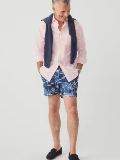J.McLaughlin Bay 5" Beach Shorts in Persian Pergola Navy/Blue Online