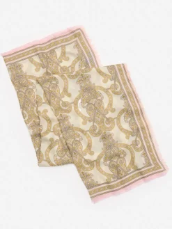 J.McLaughlin Bellini Scarf in Gilded Paisley Border Cream/Sand Sale