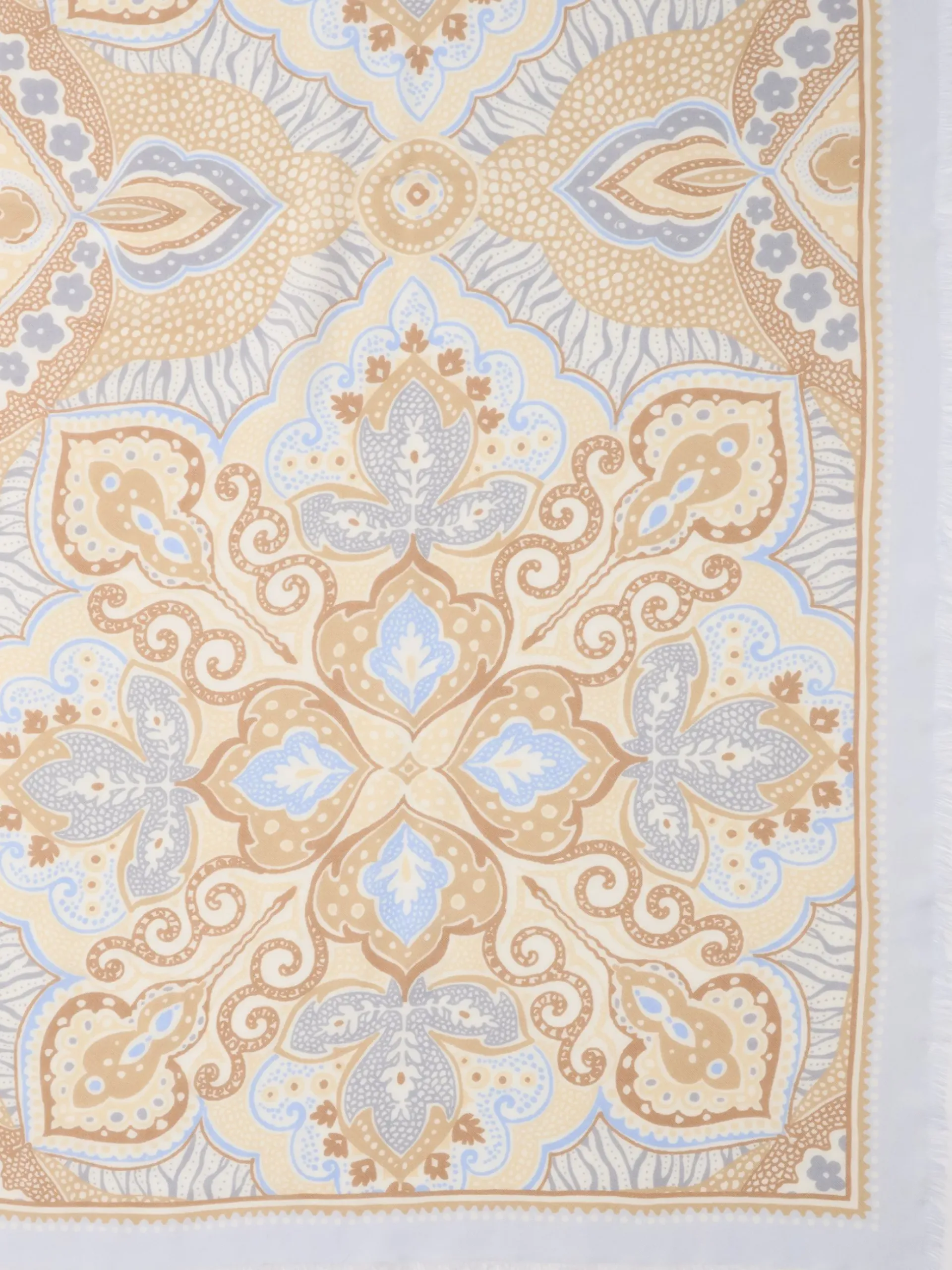 J.McLaughlin Bellini Scarf in Paisley Diamond Border Cream/Sand New