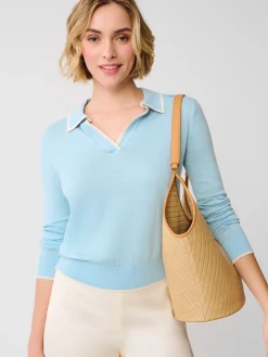 J.McLaughlin Bettina Sweater LightBlue/OffWhite Hot