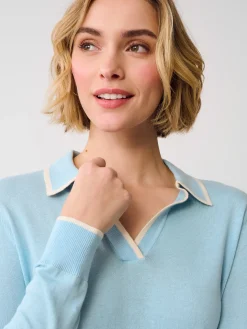 J.McLaughlin Bettina Sweater LightBlue/OffWhite Hot