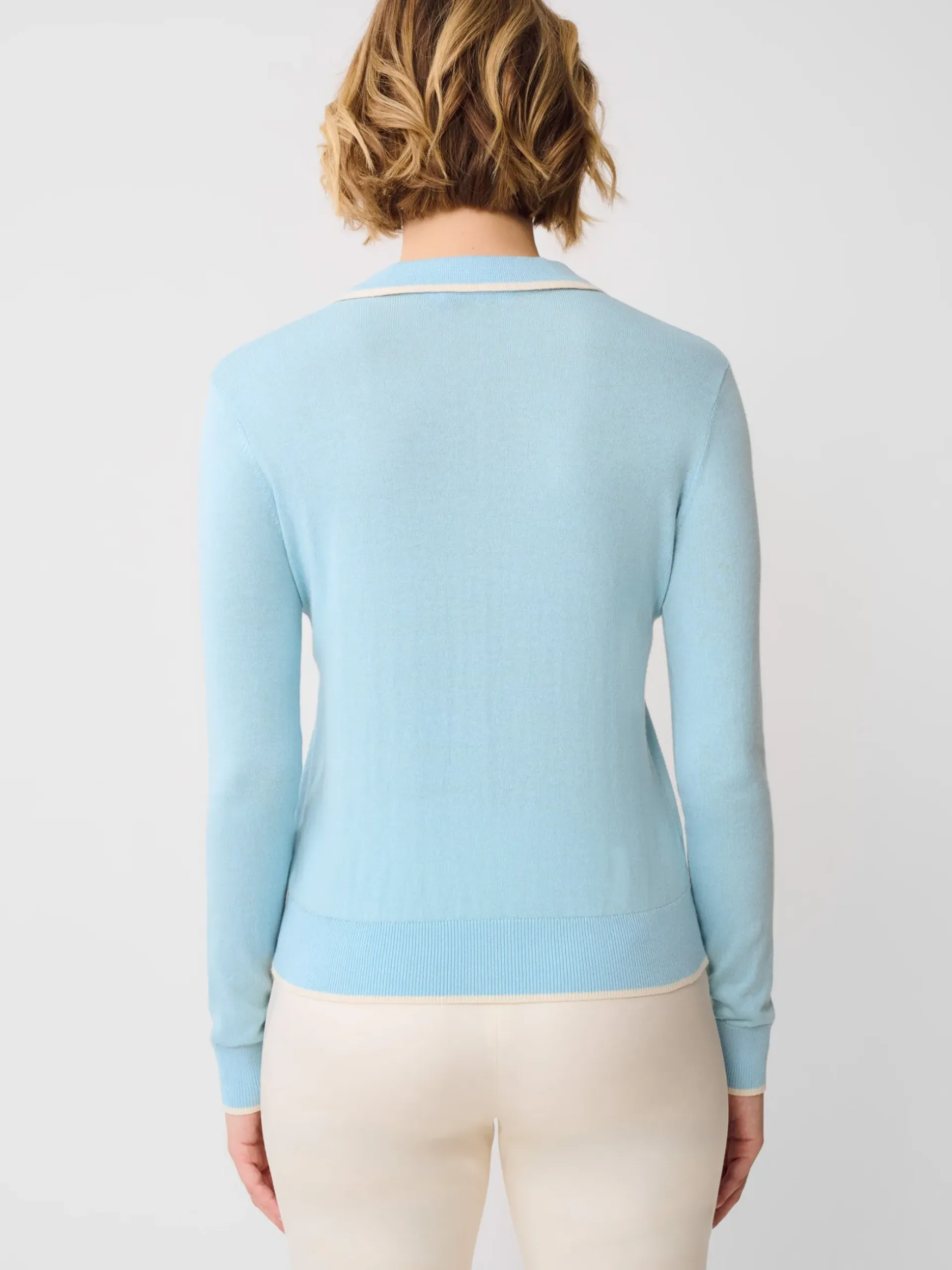 J.McLaughlin Bettina Sweater LightBlue/OffWhite Hot