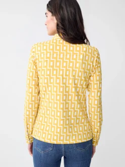 J.McLaughlin Betty Shirt in City Windows Yellow/OffWhite Clearance
