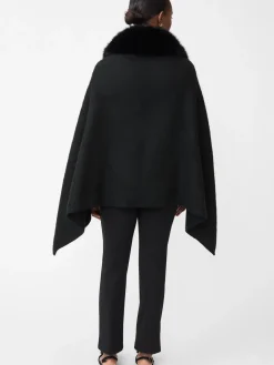 J.McLaughlin Bianca Cape with Faux Fur Collar Black Online
