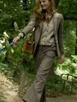 J.McLaughlin Bleecker Blazer in Houndstooth LightTan/Brown/Denim Fashion