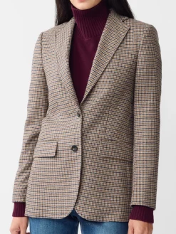 J.McLaughlin Bleecker Blazer in Houndstooth LightTan/Brown/Denim Fashion