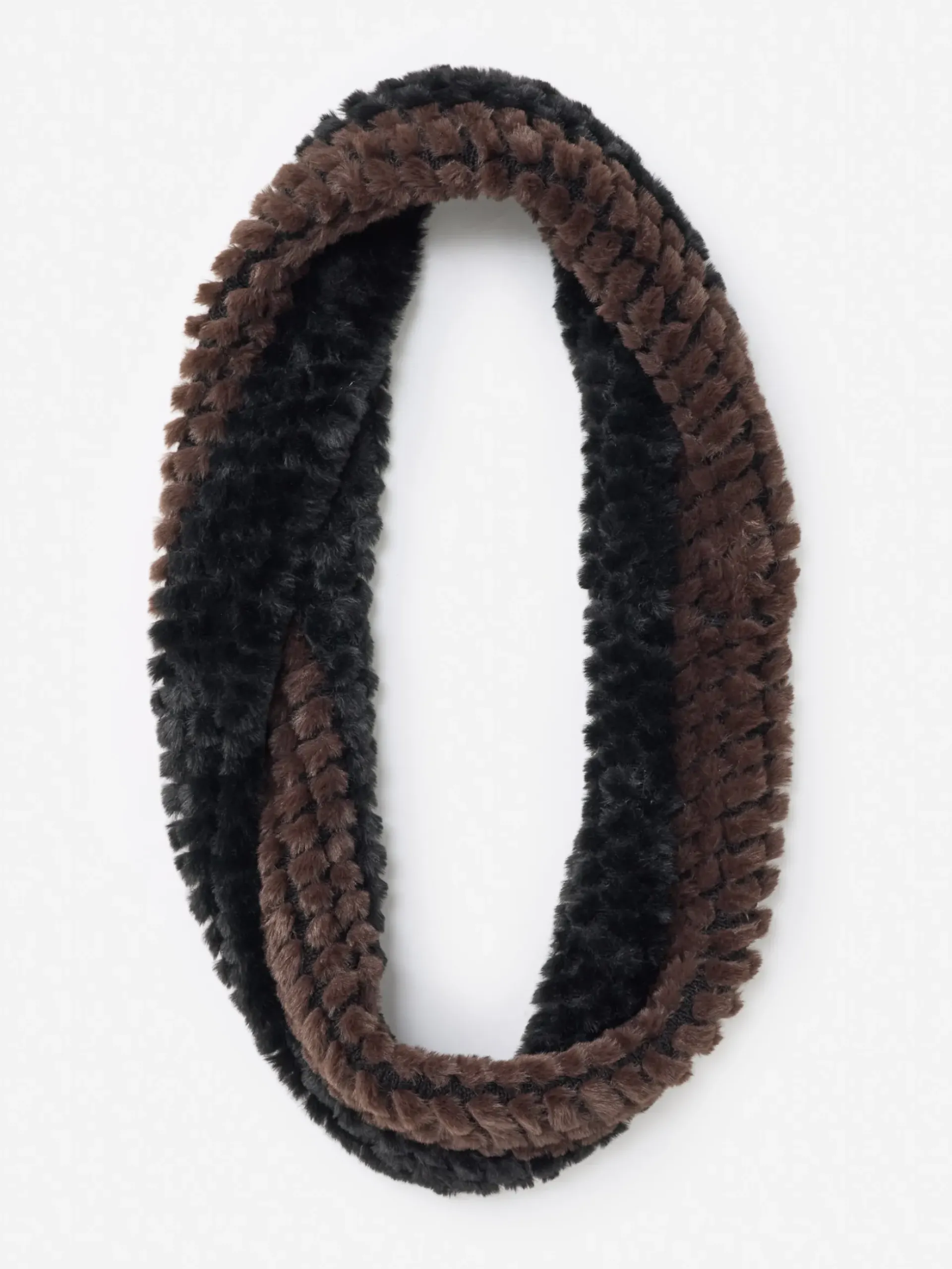 J.McLaughlin Bormio Faux Fur Neckwarmer Black/DarkBrown Outlet