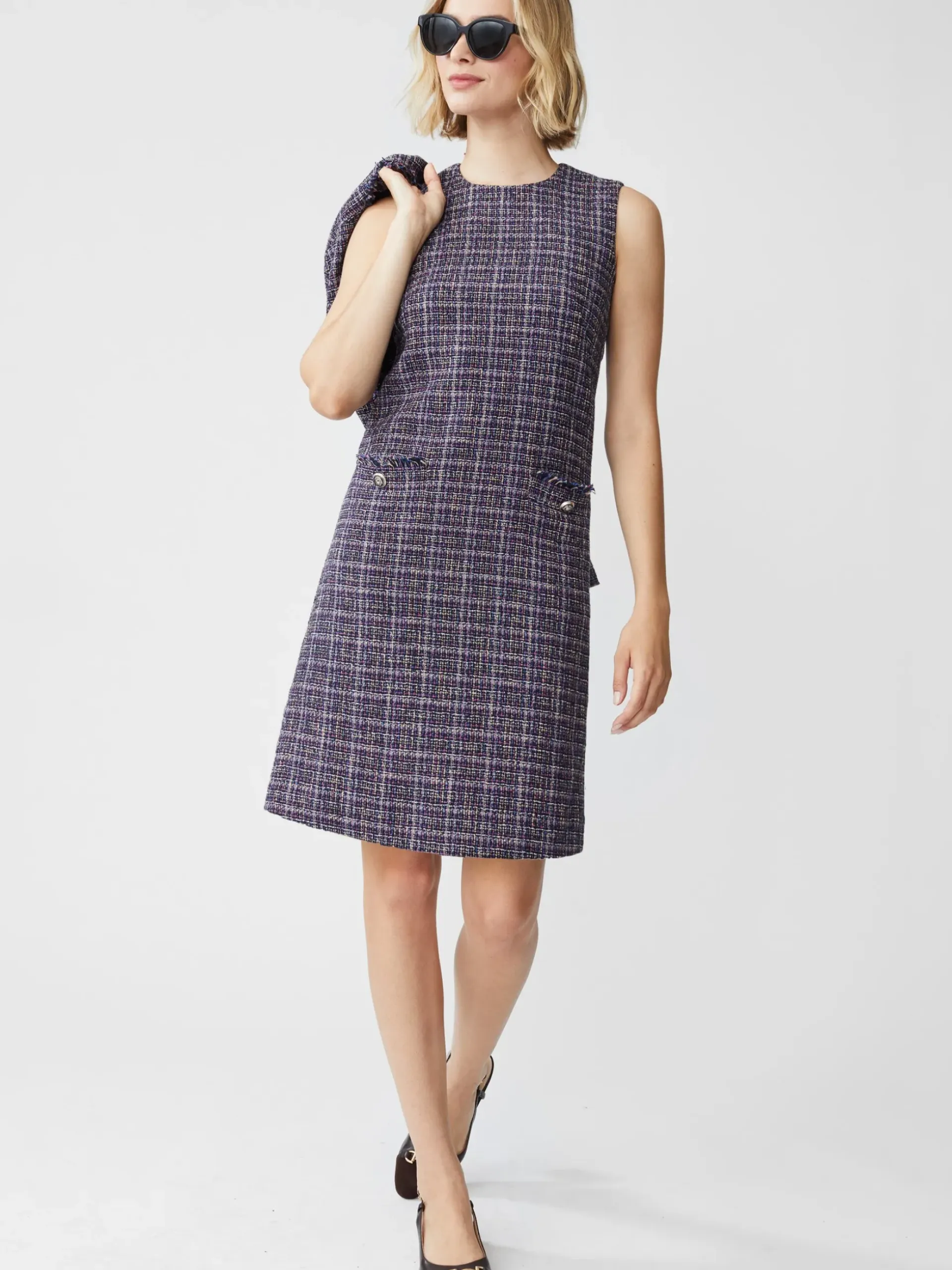 J.McLaughlin Bridget Tweed Dress Black/Multi Online