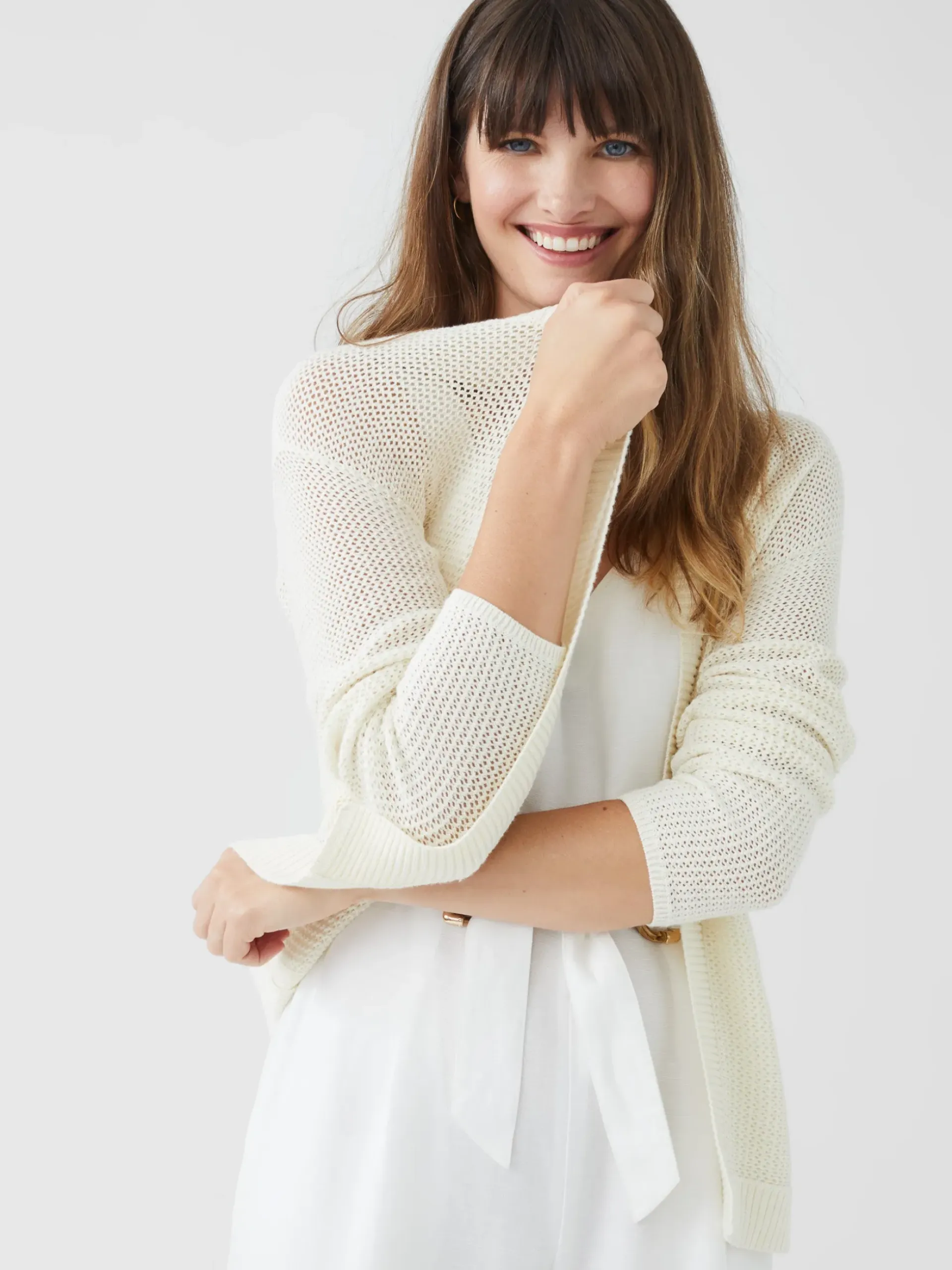 J.McLaughlin Bristol Cardigan EgretWhite Outlet