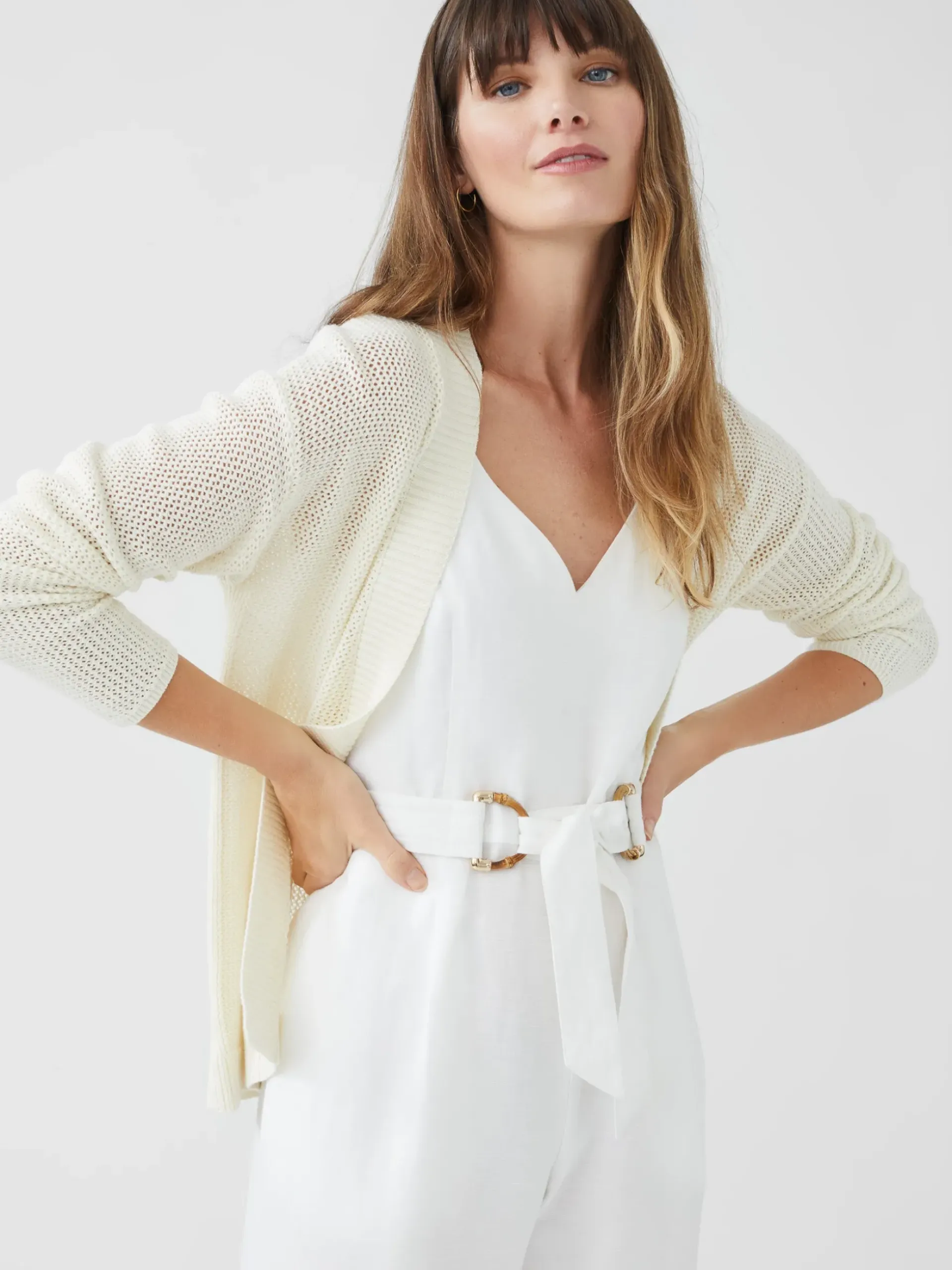 J.McLaughlin Bristol Cardigan EgretWhite Outlet