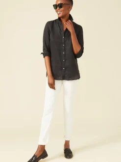 J.McLaughlin Britt Linen Shirt Black Fashion