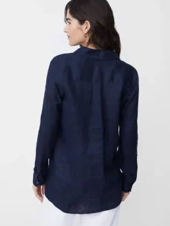 J.McLaughlin Britt Linen Shirt Navy Fashion