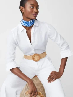 J.McLaughlin Britt Linen Shirt White Outlet
