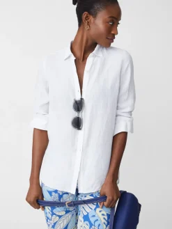 J.McLaughlin Britt Linen Shirt White Outlet