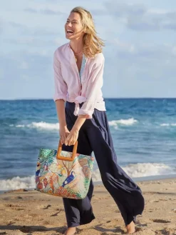 J.McLaughlin Britt Linen Shirt LightPink Outlet